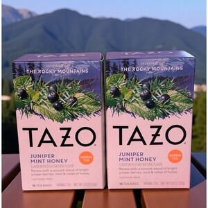 Tazo Tea 2 Boxes of Juniper Mint Honey - 16 Bags Each Box Total of 32 - Exp 6/27